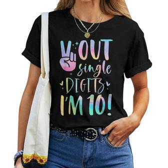 Peace Out Single Digits Im 10 Year Old 10Th Birthday Girl Women T-shirt Short Sleeve Graphic - Thegiftio UK