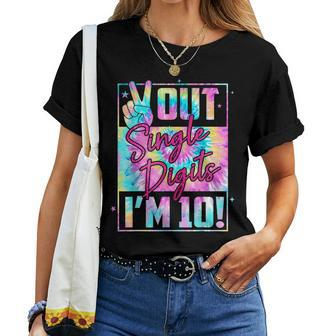 Peace Out Single Digits Im 10 Tie Dye Birthday Girl Women T-shirt - Thegiftio UK