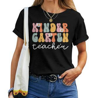 Personalized Groovy Kindergarten Teacher First Day Of School Women T-shirt | Mazezy