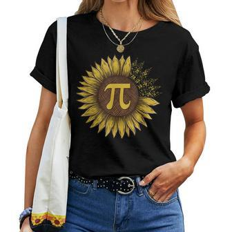 Pi Day Sunflower Lovers Pi Number Symbol Teacher Math Women T-shirt | Mazezy