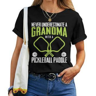 Pickleball Grandma Never Underestimate Paddles Women T-shirt | Mazezy