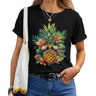 Pineapple Sunglasses Fruit Hawaii Aloha Hawaiian Women T-shirt