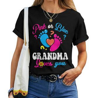 Pink Or Blue Grandma Loves You Baby Gender Reveal Party Women T-shirt - Monsterry DE