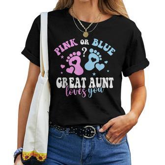 Pink Or Blue Great Aunt Loves You Baby Gender Reveal Party Women T-shirt - Thegiftio