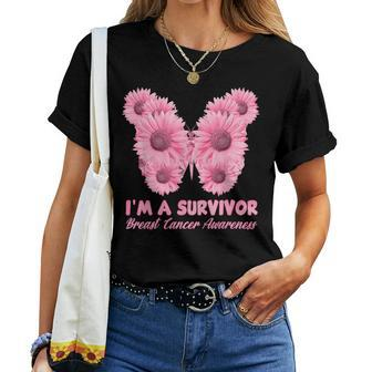Pink Daisy Butterfly I Am A Survivor Breast Cancer Women T-shirt | Mazezy