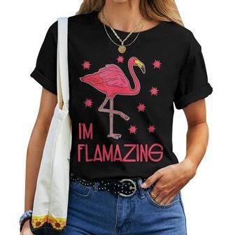 Pink Flamazing Flamingo Tropical Summer Beach Vacation Women T-shirt | Mazezy