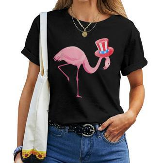 Pink Flamingo 4Th Of July Usa American Flag Bird Lovers Women T-shirt | Mazezy