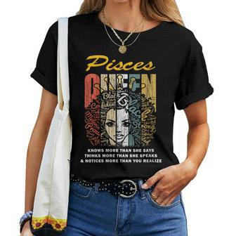 Pisces Queen Birthday Gift Knows More Than She Says Gift For Womens Gift For Women Women Crewneck Short T-shirt - Thegiftio UK