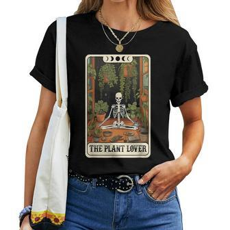 The Plant Lover Tarot Card Halloween Skeleton Stay Spooky Women T-shirt