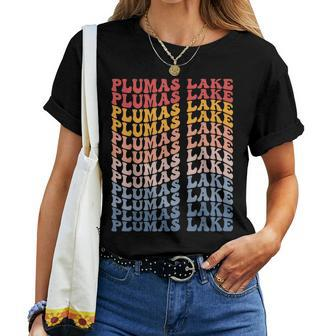 Plumas Lake City Groovy Retro Women T-shirt | Mazezy