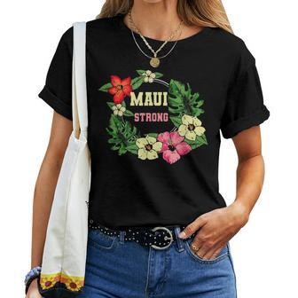 Pray For Maui Hawaii Strong Lahaina Hawaiian Floral Women T-shirt - Seseable