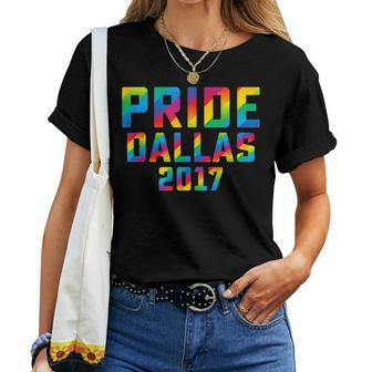 Pride Dallas 2017 Gay Pride Homosexuality Rainbow Flag Women T-shirt Crewneck | Mazezy
