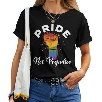 Pride Not Prejudice Rainbow Month Lgbtq Gay Pride Women T-shirt | Mazezy
