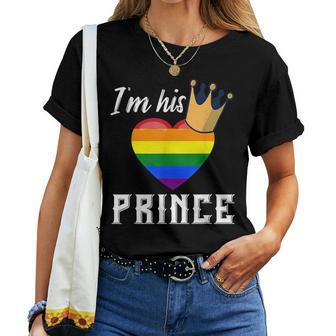 Im His Prince - Lgbtq Rainbow Heart Gay Boyfriend Women T-shirt | Mazezy
