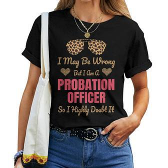 Probation Officer Leopard Print Cute Saying Women T-shirt | Mazezy