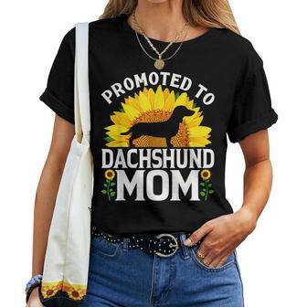 Promoted To Dachshund Mom Sunflower Dog Women T-shirt | Mazezy