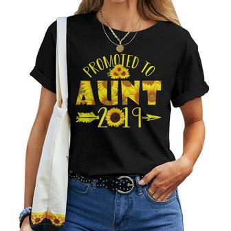 Promoted To Aunt Est 2019 T  Sunflower Aunt Gift Women T-shirt Casual Daily Crewneck Short Sleeve Graphic Basic Unisex Tee
