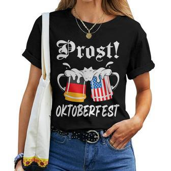 Prost Beer German American Oktoberfest Octoberfest Bier Women T-shirt - Seseable