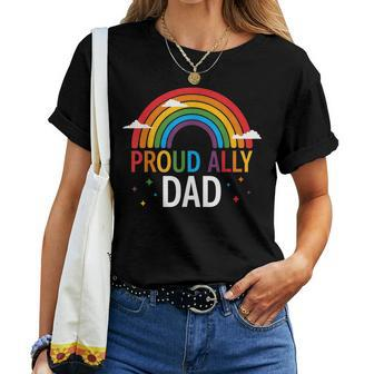 Proud Ally Dad Lgbt Vintage Rainbow Gay Pride Daddy Lgbt Women T-shirt - Seseable