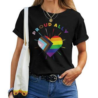 Proud Ally Lgbtq Progress Pride Flag Rainbow Love Supporter Women T-shirt | Mazezy