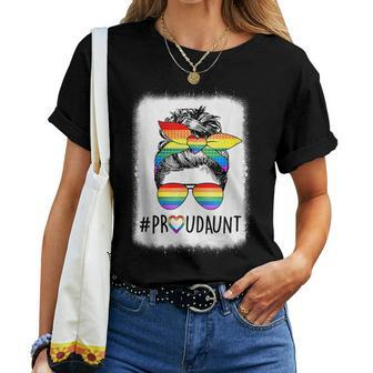 Proud Aunt Messy Bun Rainbow Lgbt Mom Lgbt Gay Pride Lgbtq Women T-shirt | Mazezy