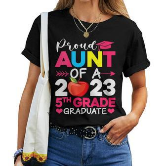 Proud Aunt Of 2023 5Th Grade Graduate Funny Graduation Women Crewneck Short T-shirt
