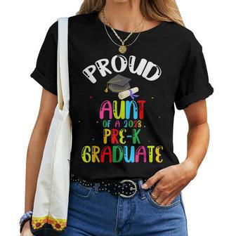 Proud Aunt Of Preschool Graduate 2023 School Prek Graduation Women Crewneck Short T-shirt