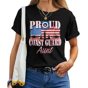 Proud Coast Guard Aunt Usa Flag Women Military Military Women T-shirt Crewneck | Mazezy
