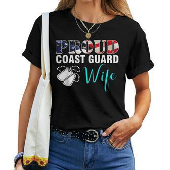 Proud Coast Guard Wife With American Flag Veteran Veteran Women T-shirt | Mazezy