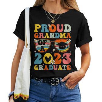 Proud Grandma Of A Class Of 2023 Graduate Senior Graduation Gift For Womens Women Crewneck Short T-shirt - Thegiftio UK