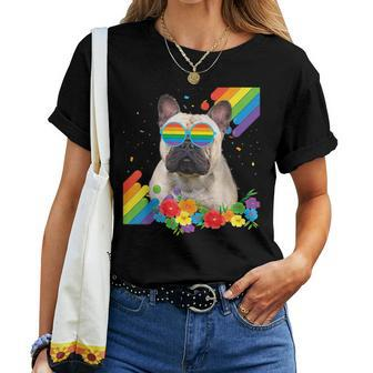 Proud Lgbt Gay French Bulldog Dog Pride Flag Rainbow Lgbtq Women T-shirt | Mazezy