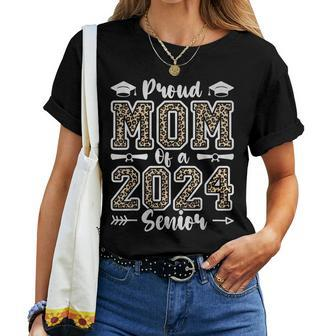 Proud Mom Of A 2024 Senior Graduate Leopard Senior 24 For Mom Women T-shirt | Mazezy