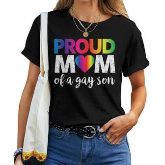 Proud Mom Of A Gay Son Lgbt Pride Month Rainbow Flag Women T-shirt | Mazezy