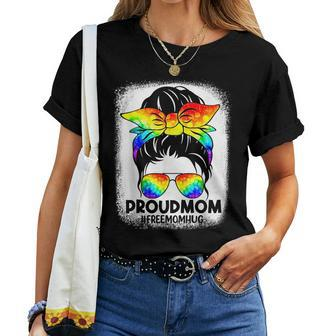 Proud Mom Messy Bun Rainbow Lgbt Mom Lgbt Gay Pride Lgbtq Women T-shirt | Mazezy