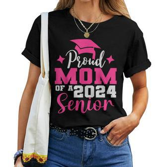 Proud Mom Of 2024 Graduate Senior Mother College Graduation Women T-shirt Short Sleeve Graphic - Monsterry