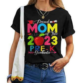 Proud Mom Of Two 2023 Pre-K Graduates Costume Family  Women T-shirt Casual Daily Crewneck Short Sleeve Graphic Basic Unisex Tee