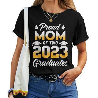 Proud Mom Of Two 2023 Graduates Senior 23 Twins Graduation Women T-shirt - Thegiftio UK