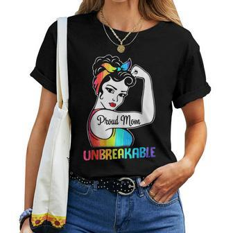 Proud Mom Unbreakable Lgbt Mom Rainbow Lgbtq Gay Pride Women T-shirt Crewneck | Mazezy