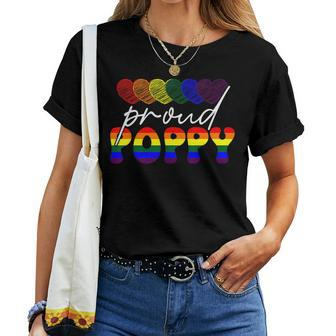 Proud Poppy Lgbt Rainbow Flag Hearts Gay Pride Month Women T-shirt | Mazezy