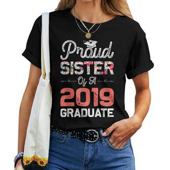 Proud Sister Of 2019 Graduate Floral Graduation Women T-shirt | Mazezy