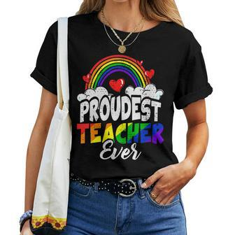 Proud Teacher Gay Pride Month Teaching Rainbow Flag Lgbtq Women T-shirt | Mazezy DE