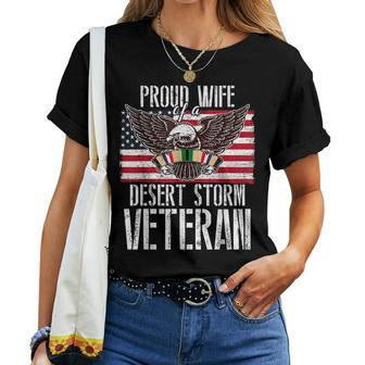 Proud Wife Of Desert Storm Veteran Gulf War Veterans Spouse Women T-shirt - Monsterry