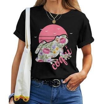 Puerto Rico Coqui Frog Floral Graphic Women T-shirt - Seseable