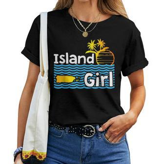 Puerto Rico Island Girl Beach Sun Palm Trees Boricua Women T-shirt | Mazezy