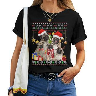 Pug Ugly Christmas Sweater Santa Hat Women T-shirt - Monsterry DE