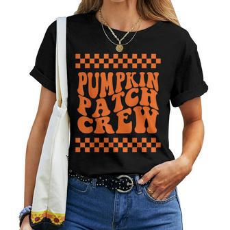 Pumpkin Patch Crew Matching Family Retro Halloween Groovy Women T-shirt - Seseable