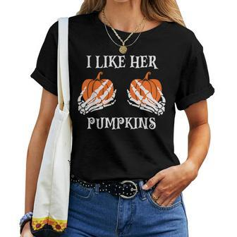 I Like Her Pumpkins Halloween Couple Custome Women T-shirt