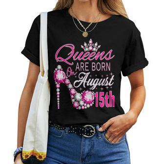 Queens Are Born On August 15Th Lion Queen Virgo Queen Girl Women T-shirt | Mazezy UK