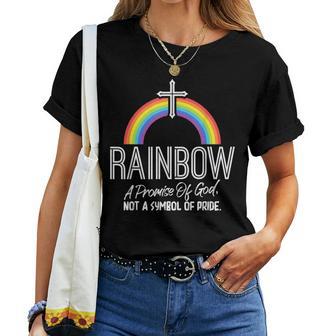 Rainbow A Promise Of God Not A Symbol Of Pride Women T-shirt Short Sleeve Graphic - Thegiftio UK