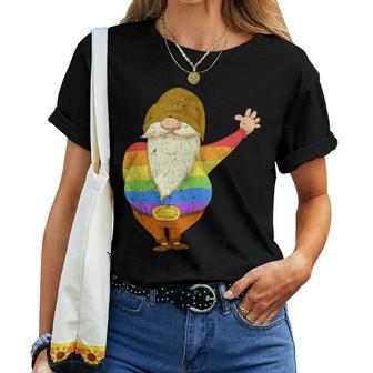 Rainbow Flag Gnome Lgbt Pride Queer Nordic Gnome Women T-shirt | Mazezy